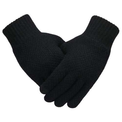 Planet Gates Black Nologo / One Size Winter Men Knitted Gloves Touch Screen High Quality Male Mitten Thicken Warm Wool Cashmere Solid Men Business Gloves Autumn