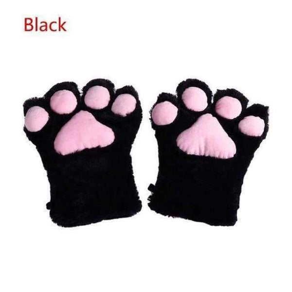 Planet Gates Black / One Size 1Pair Women Girls Cute Cat Kitten Paw Claw Warm Gloves Soft Anime Cosplay Plush for Halloween Party Accessories
