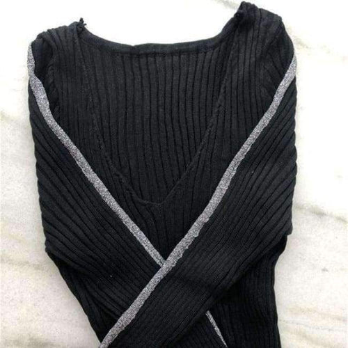 Planet Gates black / One Size 2018 ladies dresses Autumn winter short dress jumper Casual stripe sweater knitted bodycon dress Women elegant pullover Vestidos