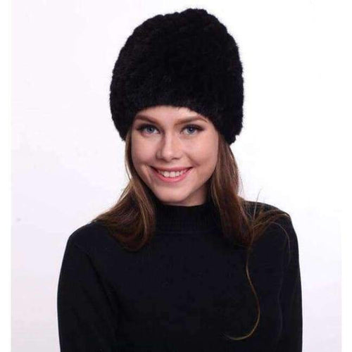 Planet Gates black / One Size 2018 Winter Women's Hat Beanies Real Mink Fur Knitted Winter Hats for Women Natural Genuine Fur Caps Gorros Mujer Invierno
