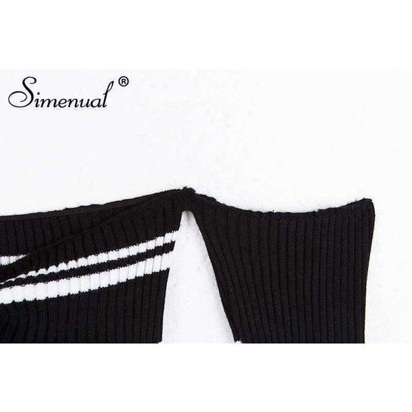 Planet Gates black / One Size Autumn crop top long sleeve t-shirt female sexy hot body off the shoulder tops for women front bow tie tee shirt