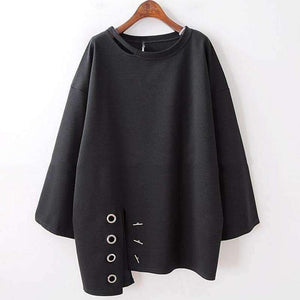 Planet Gates black / One Size Autumn Irregular Female T shirts For Women Top Long Sleeve Loose Hollow Black Tshirt Clothes Fashion New