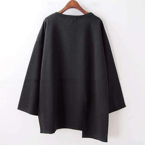 Planet Gates black / One Size Autumn Irregular Female T shirts For Women Top Long Sleeve Loose Hollow Black Tshirt Clothes Fashion New