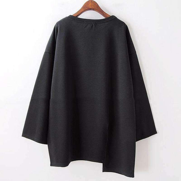 Planet Gates black / One Size Autumn Irregular Female T shirts For Women Top Long Sleeve Loose Hollow Black Tshirt Clothes Fashion New