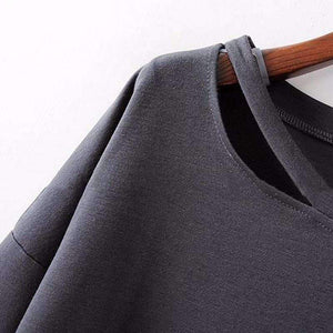 Planet Gates black / One Size Autumn Irregular Female T shirts For Women Top Long Sleeve Loose Hollow Black Tshirt Clothes Fashion New