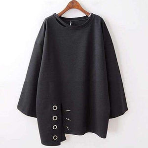 Planet Gates black / One Size Autumn Irregular Female T shirts For Women Top Long Sleeve Loose Hollow Black Tshirt Clothes Fashion New