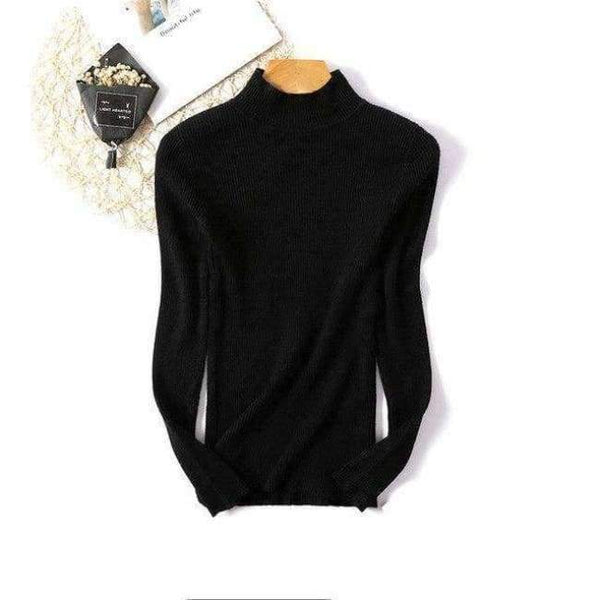 Planet Gates Black / One Size Autumn Winter Woman Sweater Knitting Pullovers Shiny Lurex Sweater Women Slim Black soft sweater Bottoming Casual Jumper
