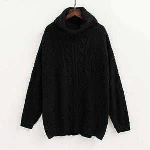 Planet Gates Black / One Size Casual Korean Pullover Sweater Knitted Winter Turtleneck Women Jumper White Oversized Sweater Loose Long Pull Femme 2018