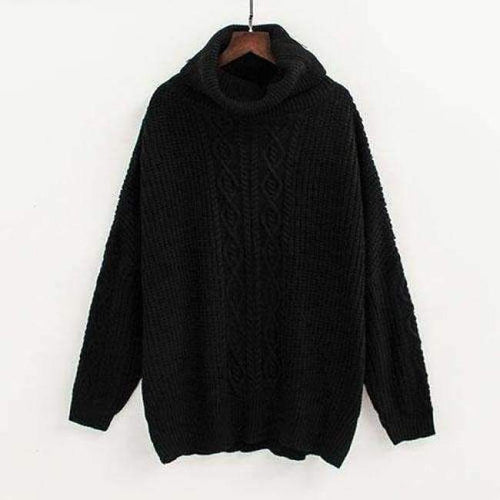 Planet Gates Black / One Size Casual Korean Pullover Sweater Knitted Winter Turtleneck Women Jumper White Oversized Sweater Loose Long Pull Femme 2018