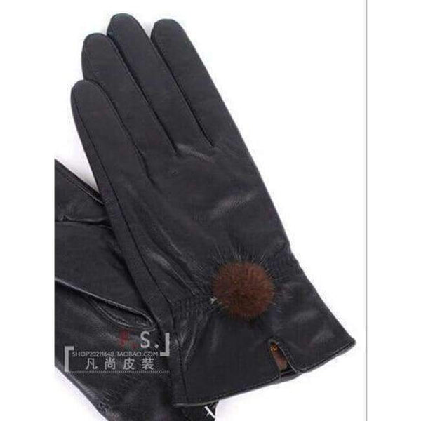 Planet Gates black / One Size Cheap price discount 2017 100%   genuine leather gloves female sheepskin gloves women's thin thermal mink hair ball fashion