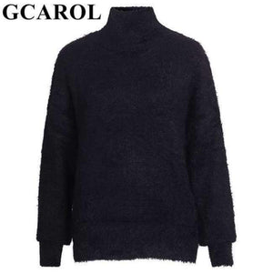 Planet Gates Black / One Size / China New Autumn Winter Women Turtleneck Mohair Sweater 20% Wool Soft Hand Oversize Knit Tops Thick Pullover in 4 Colors