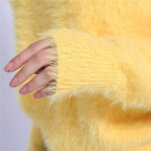 Planet Gates Black / One Size / China New Autumn Winter Women Turtleneck Mohair Sweater 20% Wool Soft Hand Oversize Knit Tops Thick Pullover in 4 Colors