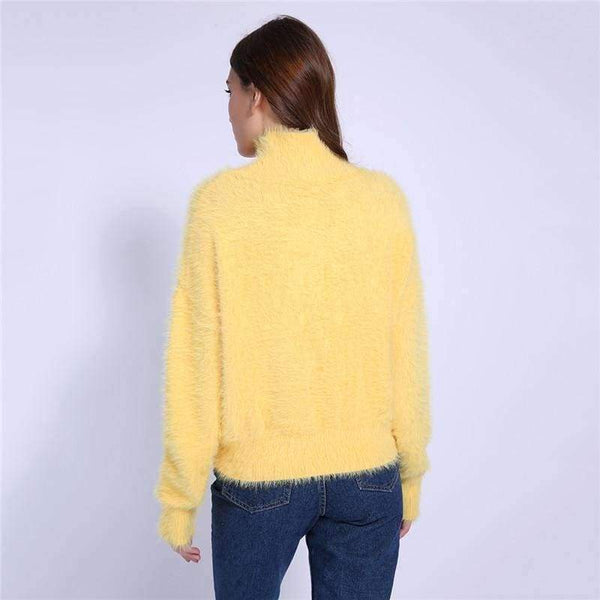 Planet Gates Black / One Size / China New Autumn Winter Women Turtleneck Mohair Sweater 20% Wool Soft Hand Oversize Knit Tops Thick Pullover in 4 Colors