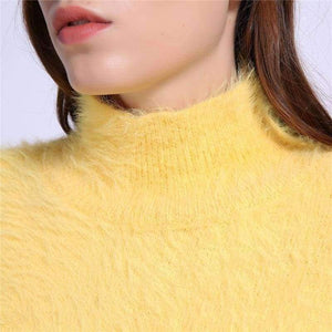 Planet Gates Black / One Size / China New Autumn Winter Women Turtleneck Mohair Sweater 20% Wool Soft Hand Oversize Knit Tops Thick Pullover in 4 Colors