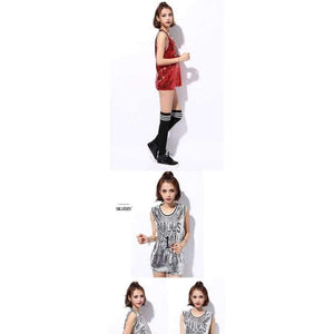 Planet Gates Black / One Size Female singer Sexy costume silver Red sequins dance wear bar dj clothes Top stage costumes women singer hip hop costume