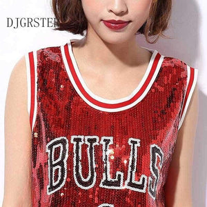 Planet Gates Black / One Size Female singer Sexy costume silver Red sequins dance wear bar dj clothes Top stage costumes women singer hip hop costume