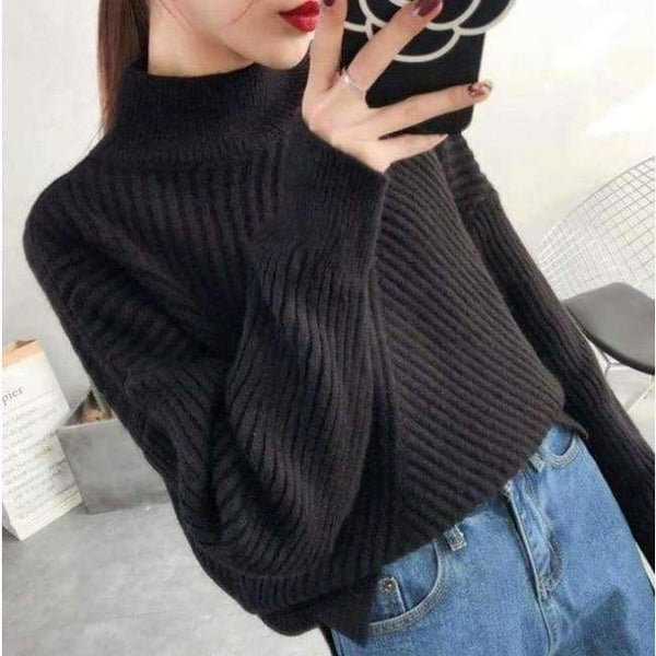 Planet Gates black / One Size Female turtleneck Pullover 2018 winter sweater slim all-match elastic knitted Fashion Pullover soft shirt sweaters women