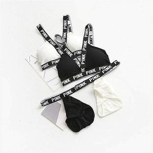 Planet Gates Black / One Size Lounge Underwear Comfortable Wireless Loungewear Lingerie Bra Set Black and White Cotton Bras Sets