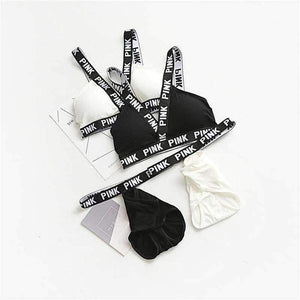 Planet Gates Black / One Size Lounge Underwear Comfortable Wireless Loungewear Lingerie Bra Set Black and White Cotton Bras Sets