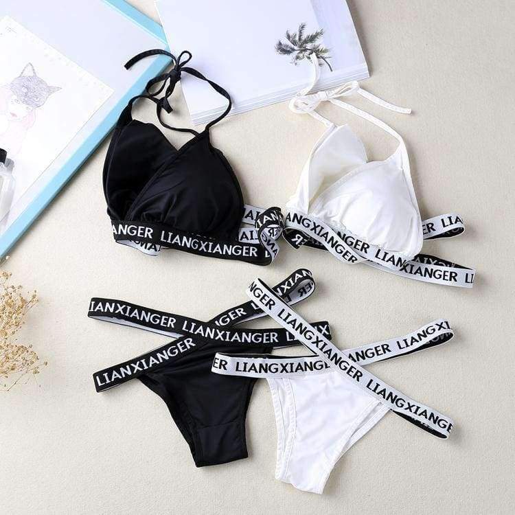 Planet Gates Black / One Size Lounge Underwear Comfortable Wireless Loungewear Lingerie Bra Set Black and White Cotton Bras Sets