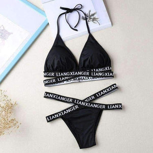 Planet Gates Black / One Size Lounge Underwear Comfortable Wireless Loungewear Lingerie Bra Set Black and White Cotton Bras Sets