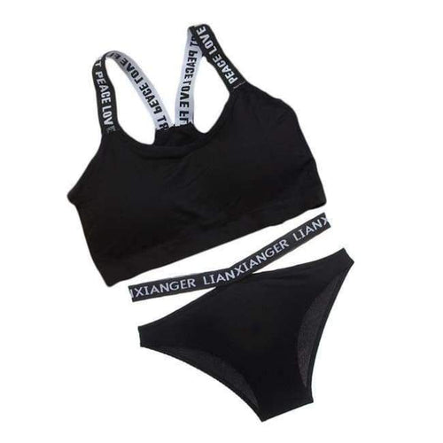 Planet Gates Black / One Size Lounge Underwear Comfortable Wireless Loungewear Lingerie Bra Set Black and White Cotton Bras Sets Dropshipping