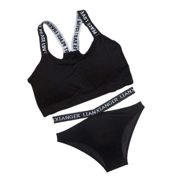 Planet Gates Black / One Size Lounge Underwear Comfortable Wireless Loungewear Lingerie Bra Set Black and White Cotton Bras Sets Dropshipping