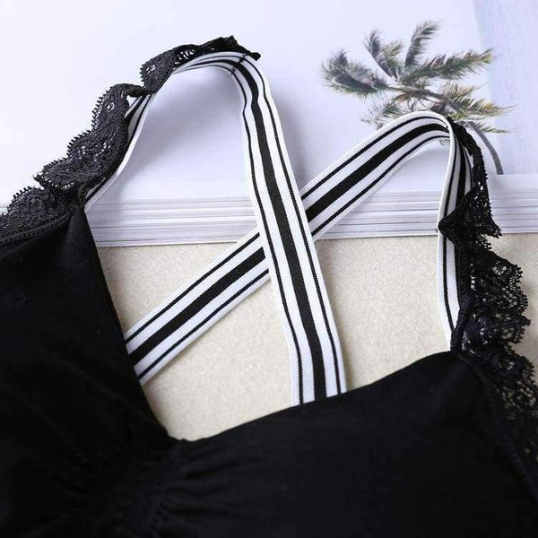 Planet Gates Black / One Size Lounge Underwear Comfortable Wireless Loungewear Lingerie Bra Set Padded Cotton Bras Sets