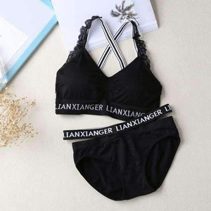 Planet Gates Black / One Size Lounge Underwear Comfortable Wireless Loungewear Lingerie Bra Set Padded Cotton Bras Sets