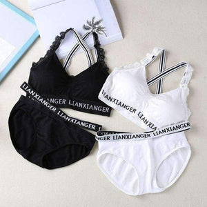 Planet Gates Black / One Size Lounge Underwear Comfortable Wireless Loungewear Lingerie Bra Set Padded Cotton Bras Sets