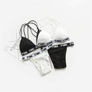 Planet Gates Black / One Size Lounge Underwear Comfortable Wireless Loungewear Lingerie Bra Thong Set Fitness Bras Sets