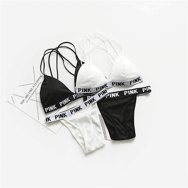 Planet Gates Black / One Size Lounge Underwear Comfortable Wireless Loungewear Lingerie Bra Thong Set Fitness Bras Sets