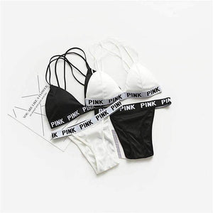 Planet Gates Black / One Size Lounge Underwear Comfortable Wireless Loungewear Lingerie Bra Thong Set Fitness Bras Sets