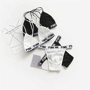 Planet Gates Black / One Size Lounge Underwear Comfortable Wireless Loungewear Lingerie Bra Thong Set Fitness Bras Sets