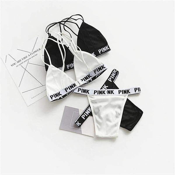 Planet Gates Black / One Size Lounge Underwear Comfortable Wireless Loungewear Lingerie Bra Thong Set Fitness Bras Sets