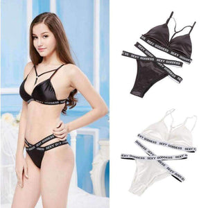 Planet Gates Black / One Size Lounge Underwear Fitness Wireless Loungewear Lingerie Bra Set Black and White Bras Sets
