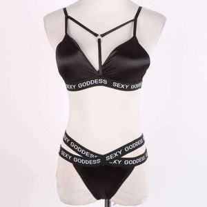 Planet Gates Black / One Size Lounge Underwear Fitness Wireless Loungewear Lingerie Bra Set Black and White Bras Sets