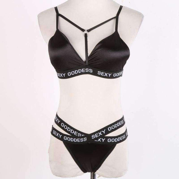 Planet Gates Black / One Size Lounge Underwear Fitness Wireless Loungewear Lingerie Bra Set Black and White Bras Sets