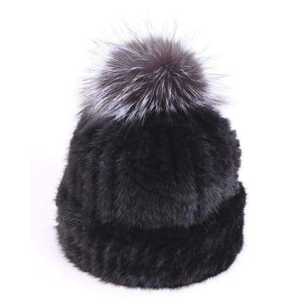 Planet Gates black / One Size Mink Real Fur Beanies Winter Hats for Women Warm Designer Cap with Pompom Fox Fur Ladies Brand New Russian Women Girls Caps 2018