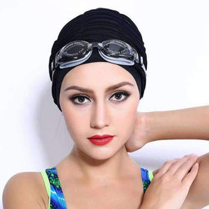 Planet Gates Black / One Size New Flower Women Swim Cap 2018 Hot Sale Swimming Hat for Long Hair Solid 3D Floral Swiming Caps for Girl Female Free Size