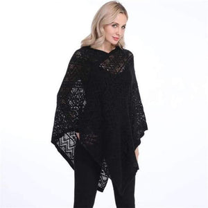 Planet Gates Black / One Size Sexy Bikini Cover Up Thin Sweater Women Solid Hollow Out Cardigan Poncho Plus Size Pullovers Sweaters