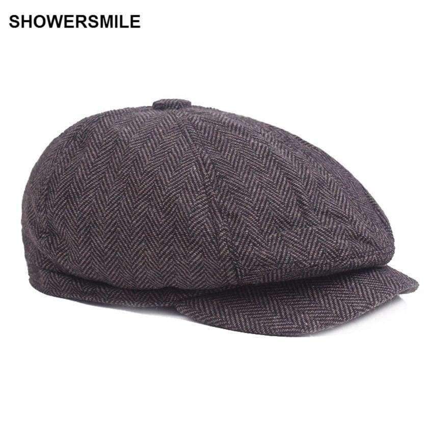 Planet Gates Black / One Size SHOWERSMILE Brand Herringbone Newsboy Cap For Men Warm British Vintage Gatsby Caps Driving Autumn-winter Hats 2018 Gorra Plana