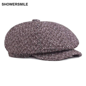 Planet Gates Sort / En størrelse SHOWERSMILE Mærke Herringbone Newsboy Kasket Til Mænd Varme Britiske Vintage Gatsby Kasketter Køretøj Efterår-vinter Hatte 2018 Gorra Plana