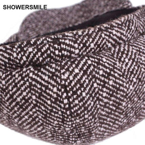 Planet Gates Sort / En størrelse SHOWERSMILE Mærke Herringbone Newsboy Kasket Til Mænd Varme Britiske Vintage Gatsby Kasketter Køretøj Efterår-vinter Hatte 2018 Gorra Plana