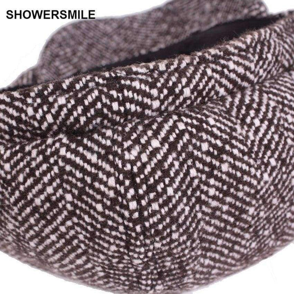 Planet Gates Sort / En størrelse SHOWERSMILE Mærke Herringbone Newsboy Kasket Til Mænd Varme Britiske Vintage Gatsby Kasketter Køretøj Efterår-vinter Hatte 2018 Gorra Plana