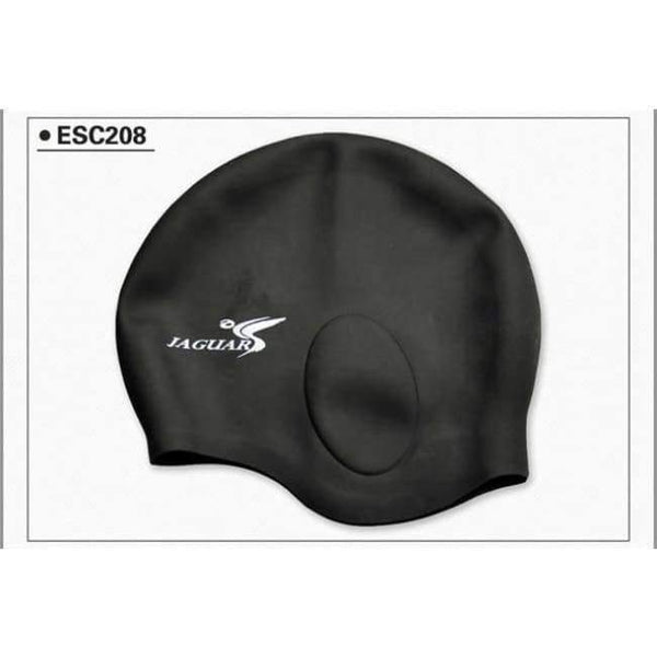 Planet Gates Black / One Size Silicone swimming cap Adult swim Unisex Silica Gel Ear Protection Swimming Cap Men Women Silicone Cap Swimming hat2pc