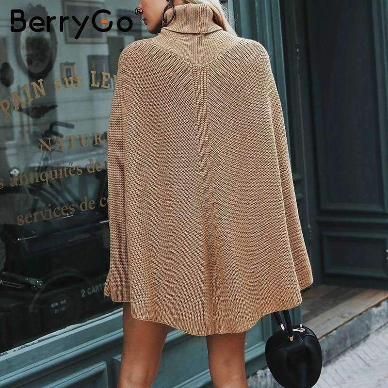 Planet Gates Black / One Size Turtleneck oversize knitted sweater female poncho Camel loose casual pullover women 2018 Autumn warm black winter jumper