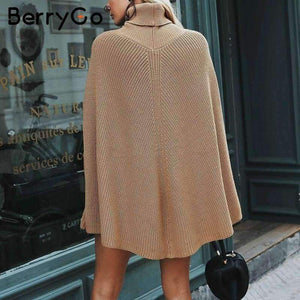 Planet Gates Black / One Size Turtleneck oversize knitted sweater female poncho Camel loose casual pullover women 2018 Autumn warm black winter jumper