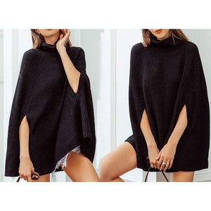 Planet Gates Black / One Size Turtleneck oversize knitted sweater female poncho Camel loose casual pullover women 2018 Autumn warm black winter jumper