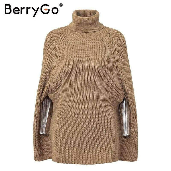 Planet Gates Black / One Size Turtleneck oversize knitted sweater female poncho Camel loose casual pullover women 2018 Autumn warm black winter jumper